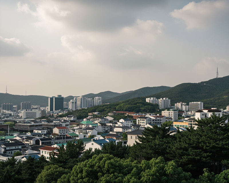 South Korean Urban Landscape under Cloudy Sky
