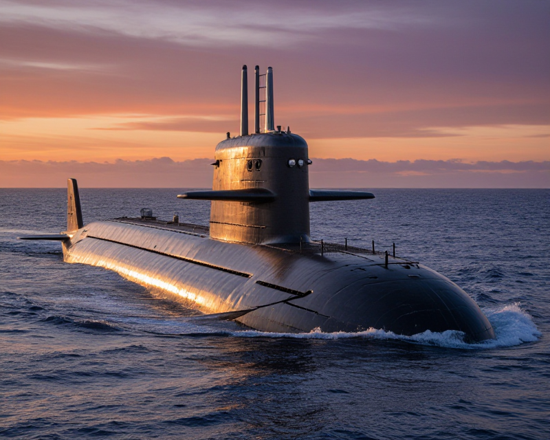Nuclear-powered submarine in the ocean